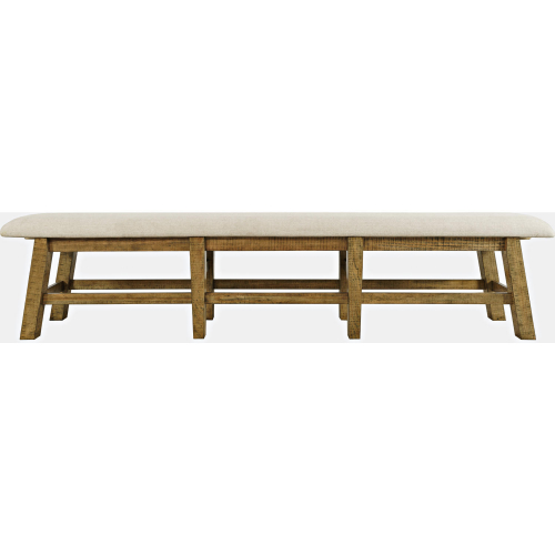 Telluride 85" Dining Bench in Distressed Pine & Neutral Fabric